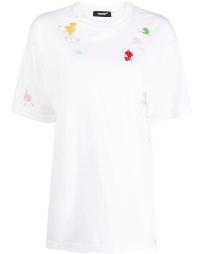 Undercover Bead-embellished Cotton T-shirt - White