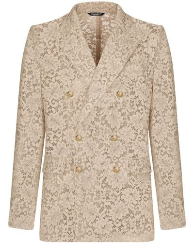 Dolce & Gabbana Double-breasted Lace Blazer - Natural