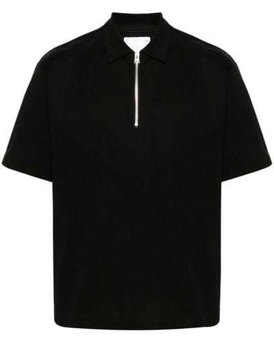 Sacai Half-zip Polo Shirt - Black