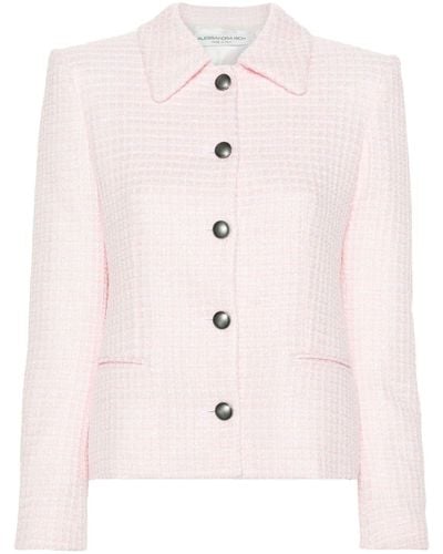 Alessandra Rich Sequin Checked Tweed Jacket - Pink