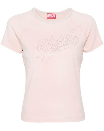 DIESEL T-vincie ラインストーン Tシャツ - ピンク