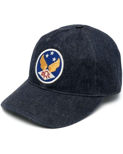 RRL Embroidered-logo Baseball-cap - Blue