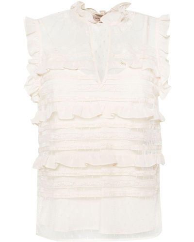 Twin Set Floral-lace Sleeveless Blouse - Natural