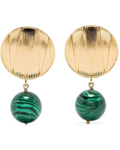 D'Estree Drop-design Earrings - Green