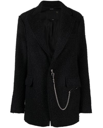 R13 Chain-link Textured Single-breasted Blazer - Black
