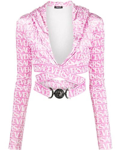 Versace Cropped-Hoodie - Pink