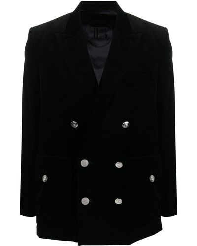 Balmain Blazer côtelé à boutonnière croisée - Noir