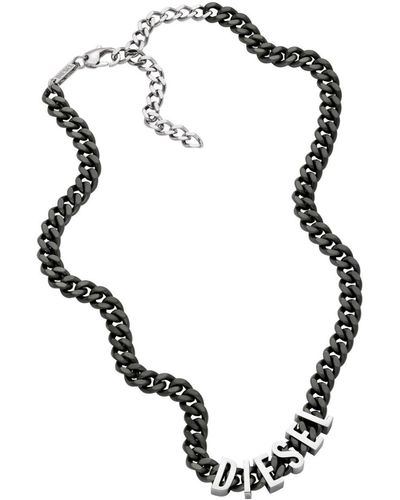 DIESEL Logo-lettering Chain Necklace - Black
