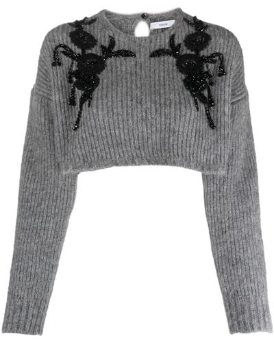 Erdem Bead-embellished Ribbed-knit Sweater - Black