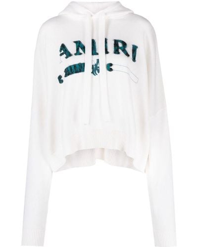 Amiri Cotton-cashmere Blend Logo Hoodie - White