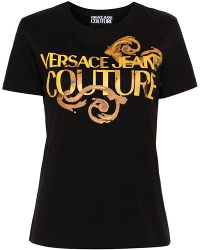 Versace Jeans Couture T-shirt en coton à logo imprimé - Noir