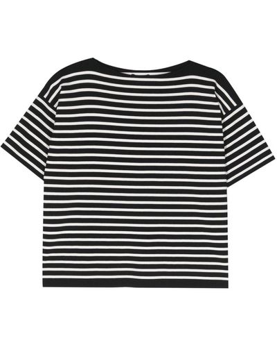Roberto Collina Striped Round-neck T-shirt - Black
