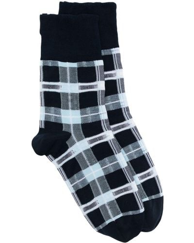 Thom Browne Jacquard Check Cotton-blend Socks - Black