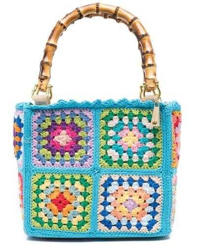 La Milanesa Mini Summer crochet tote bag - Blau