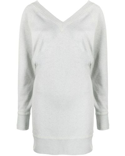 Isabel Marant Manuela V-neck Sweatshirt Minidress - White