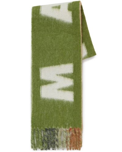 Marni Intarsia-knit Logo Scarf - Green