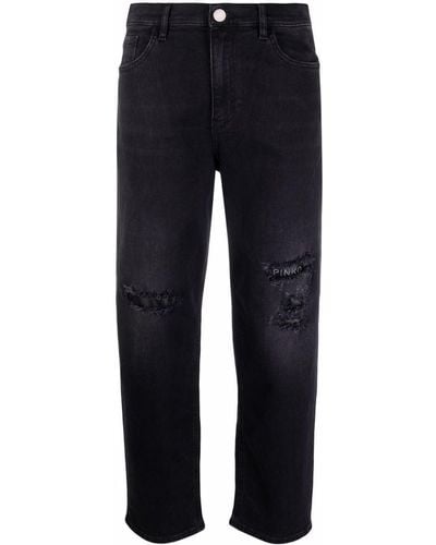 Pinko Distressed-effect Straight-leg Jeans - Black