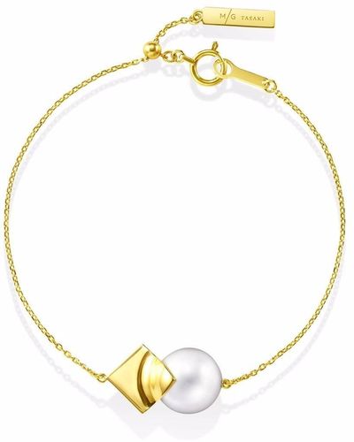 Tasaki 18kt Yellow Gold M/g Square Leaf Pearl Bracelet - Metallic