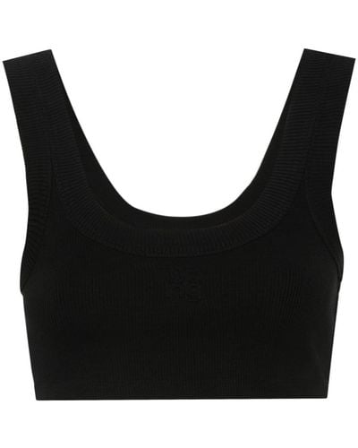 Alexander Wang Embossed-logo Cropped Tank Top - Black