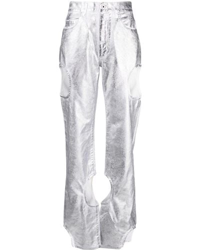 Off-White c/o Virgil Abloh Pantalon droit Meteor à design métallisé - Blanc