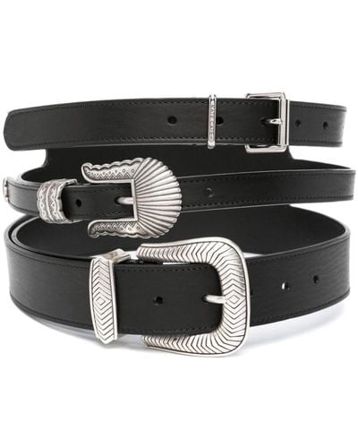 KATE CATE Threesome Leather Belt - Black