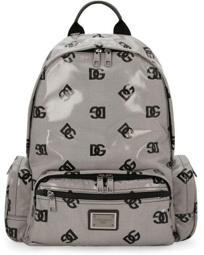 Dolce & Gabbana Logo-print Coated-finish Backpack - Gray