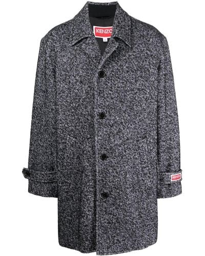 KENZO Manteau oversize à patch logo - Gris