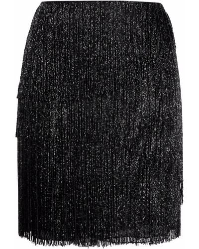 Oscar de la Renta Fringed Metallic Miniskirt - Black
