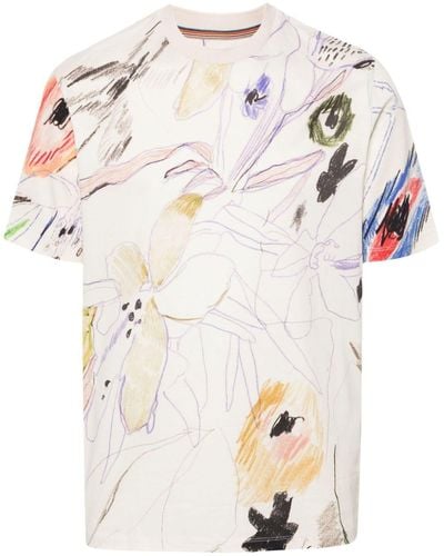 Paul Smith Botanical-print Cotton T-shirt - Natural