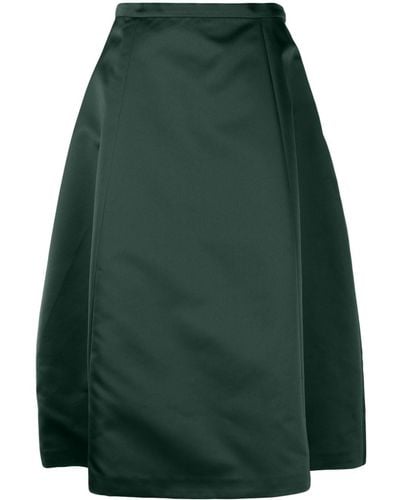 Rochas A-line Satin Midi Skirt - Green