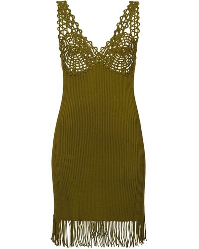Proenza Schouler Ribbed Knit Lace Dress - Green