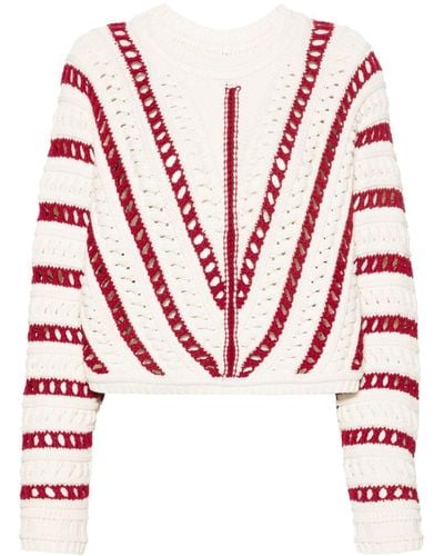Ba&sh Gardy Chunky-knit Striped Jumper - Red