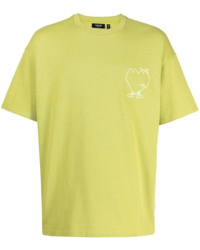 FIVE CM Heart-print Cotton T-shirt - Yellow