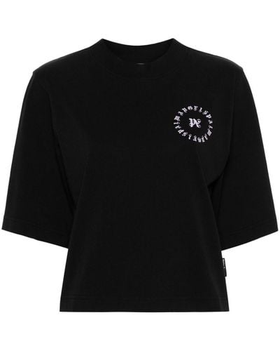 Palm Angels Camiseta corta con logo - Negro