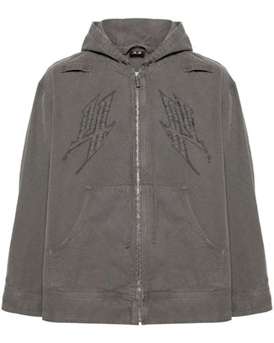 44 Label Group Fraktur Cotton Hooded Jacket - Grey