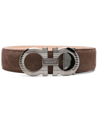 Ferragamo Ceinture à boucle Gancini - Marron