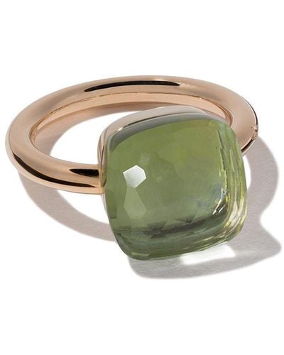 Pomellato 18kt Rose Gold And 18kt White Gold Nudo Maxi Ring - Green