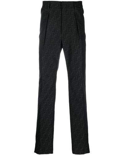 Fendi Ff Pattern Tapered Pants - Black