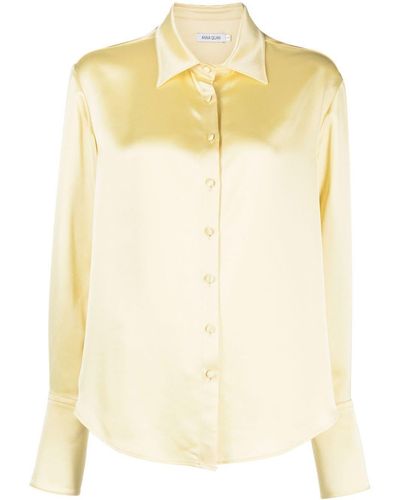 Anna Quan Button-up Satin Shirt - Natural