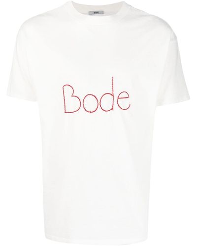Bode Embroidered Logo Crew Neck T-shirt - White