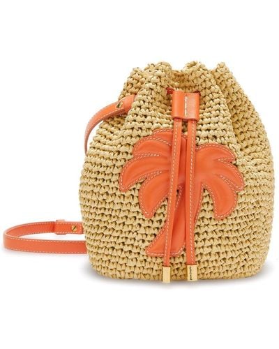 Palm Angels Woven Palm-tree Bucket Bag - Orange
