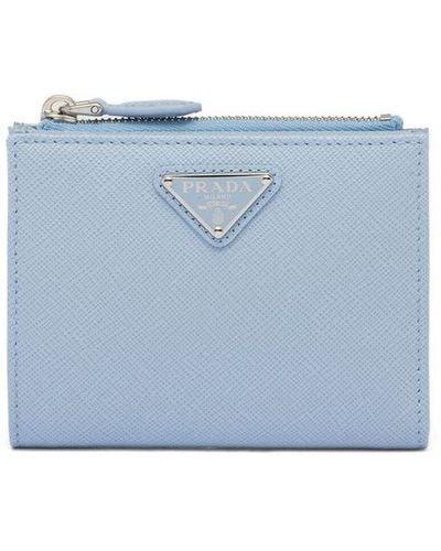Prada Triangle-logo Saffiano Leather Wallet - Blue