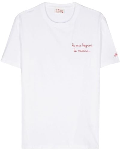 Mc2 Saint Barth Portofino Slogan-embroidered T-shirt - ホワイト