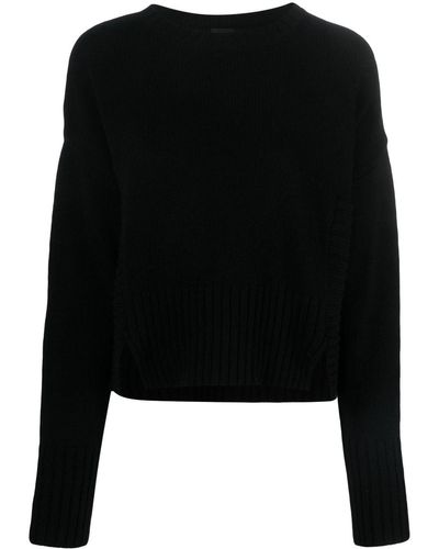 Pinko Side-slits Crew-neck Sweater - Black