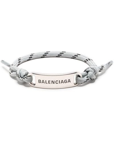Balenciaga Logo-engraved Plate Bracelet - White