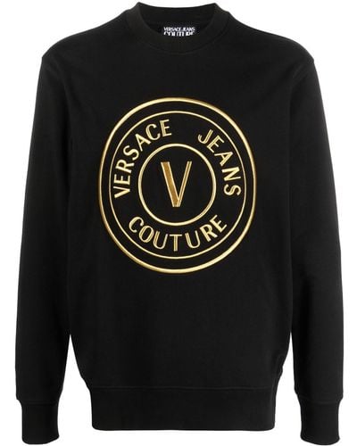 Versace Embroidered-logo Cotton Sweatshirt - Grey