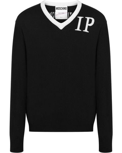 Moschino V-neck Virgin Wool Sweater - Black