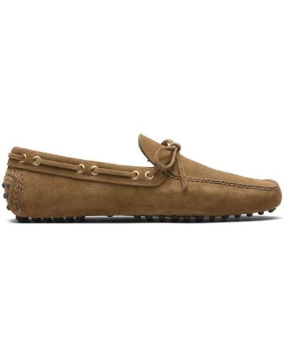 Car Shoe Lace-up Suede Boat Shoes - Brown