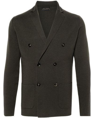 Dell'Oglio Notched-lapel Wool Double-breasted Cardigan - Grey