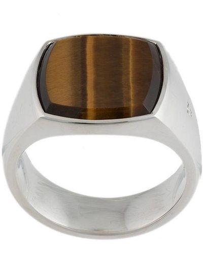 Tom Wood Cushion Tiger Eye Medium Ring - Metallic